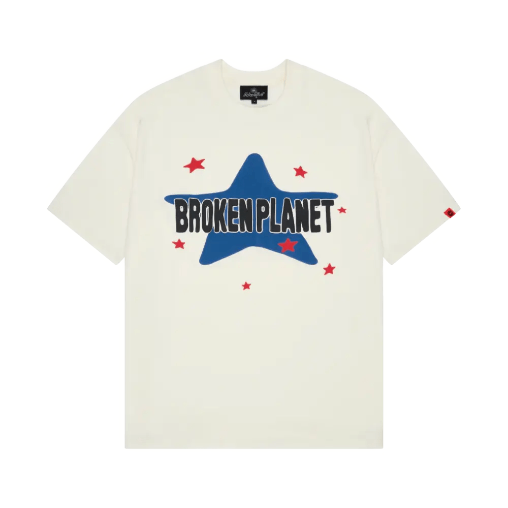 Broken Planet Star T-Shirt Vanilla White