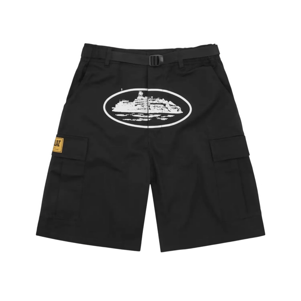 Corteiz Alcatraz Cargo Shorts Black