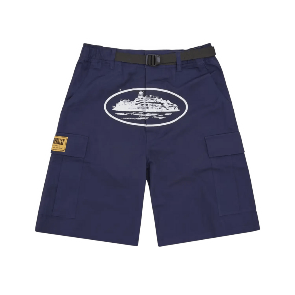 Corteiz Alcatraz Cargo Shorts Navy