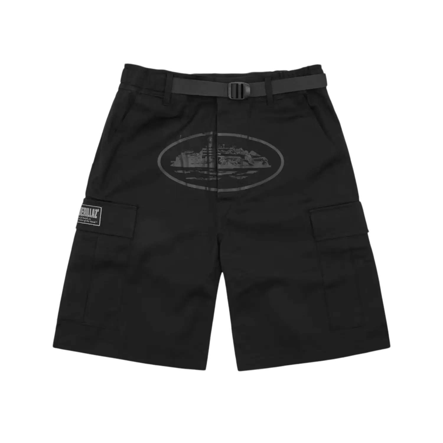Corteiz Alcatraz Cargo Shorts Triple Black