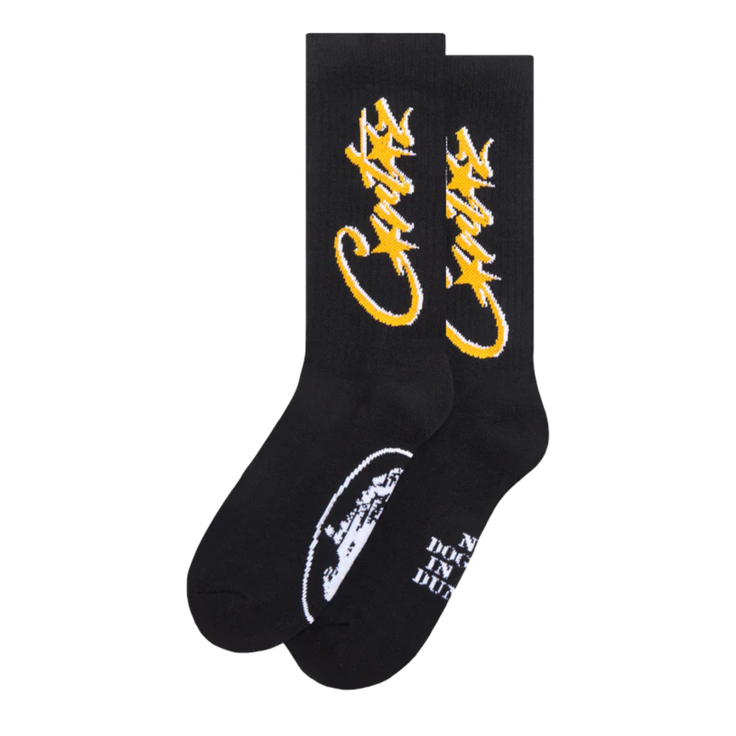 Corteiz Allstarz Socks Black and Yellow