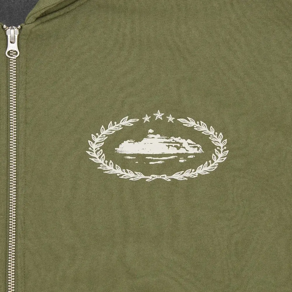 Corteiz Superior Royale Zip Hoodie [OLIVE] - Image 3