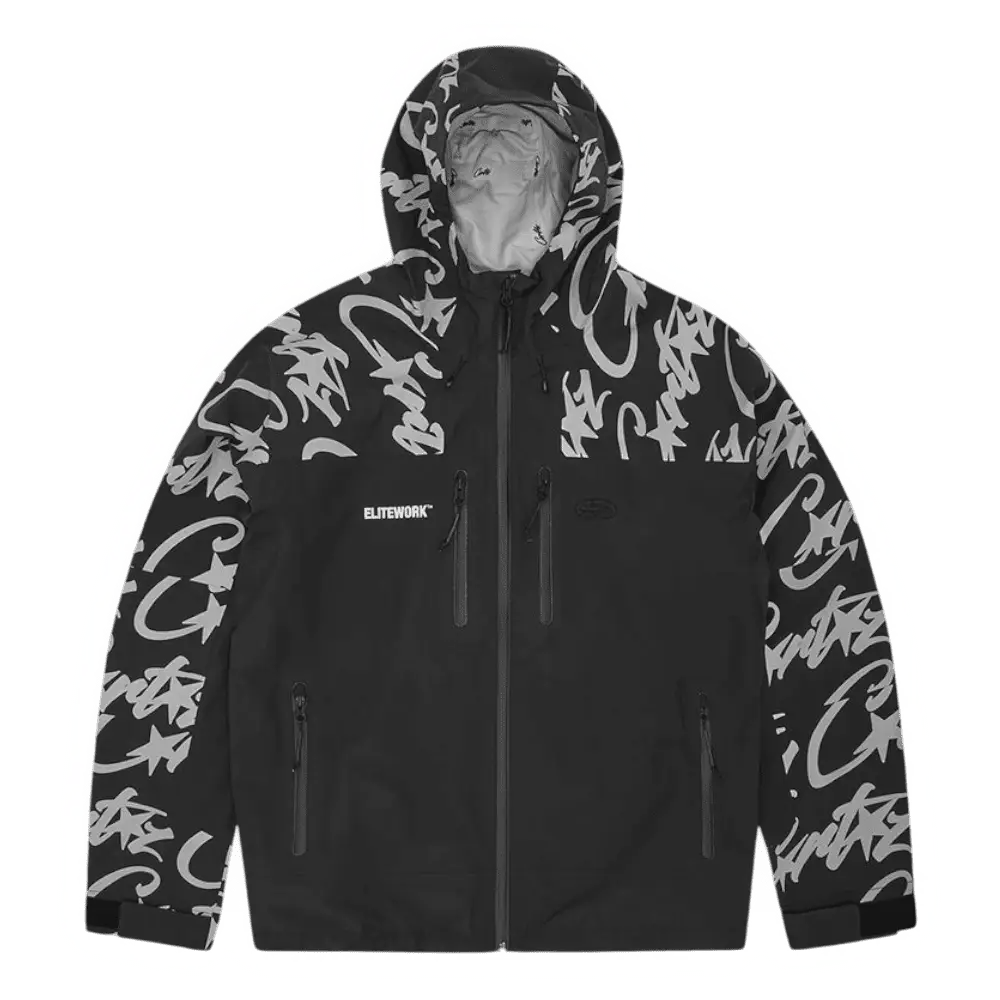 Corteiz Elitework Waterproof Shell Jacket [Black]