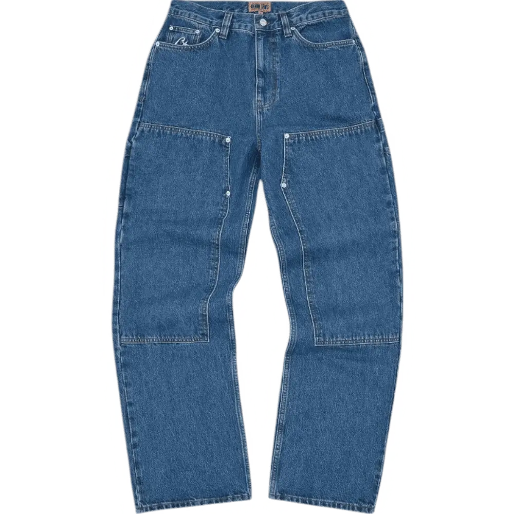 Corteiz Embossed C-Star Denim Work Pant Blue