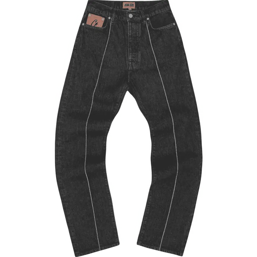 Corteiz C-Star Stitch-Down Jeans Black