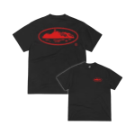 Corteiz Halftone Island Tee Black Red