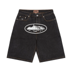 Corteiz Alcatraz Baggy Jean Shorts Washed Black