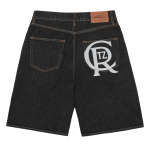Corteiz Crest Chainstitch Denim Short Washed Black