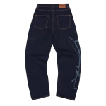 Corteiz Frayed Denim Baggy Jeans Indigo