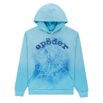Sp5der OG Web V2 Spray Hoodie Light Blue