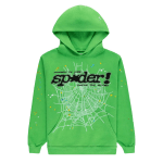 Sp5der Punk V2 Rhinestone Hoodie Bright Green