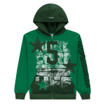 Sp5der Triple 5 Stitch Zip Up Hoodie Green