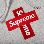 Supreme Cross Box Logo Hooded Sweatshirt Heather Grey - Image 2