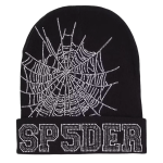 Sp5der Rhinestone Web Beanie Black